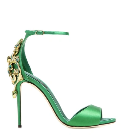 Dolce & Gabbana Crystal-embellished Satin Sandals In Verde Scuro Multi ...