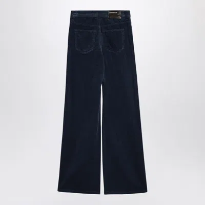 Department Five Navy Blue Corduroy Palazzo Trousers In Red