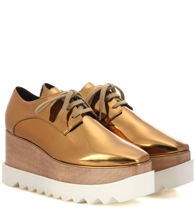 Shop Stella Mccartney Britt Metallic Platform Derby Shoes In Old Gold