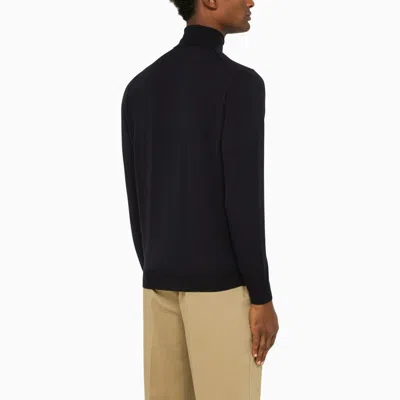 Drumohr Elegant Blue Merino Wool Turtleneck Sweater For Men In Black