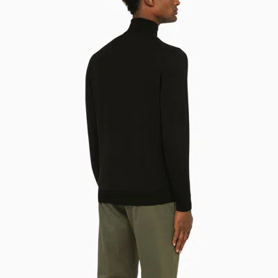 Drumohr Elegant Blue Merino Wool Turtleneck Sweater For Men In Black