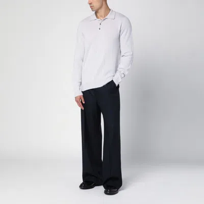 Drumohr Platinum-coloured Wool Polo Jumper In White