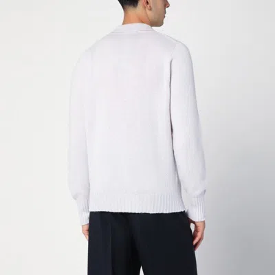 Drumohr Platinum-coloured Wool Polo Jumper In White