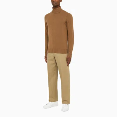 Drumohr Grey Wool Turtleneck In Tan