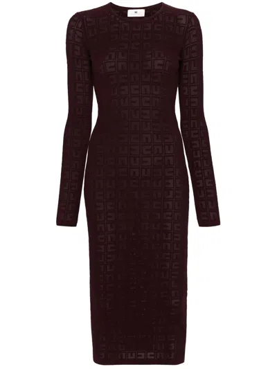 Elisabetta Franchi Pointelle-knit Midi Dress In Red