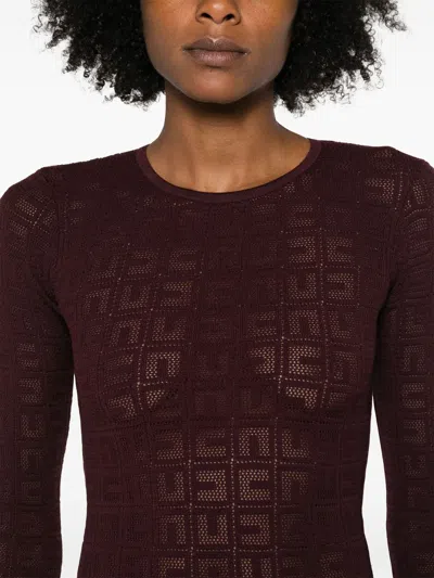 Elisabetta Franchi Pointelle-knit Midi Dress In Red