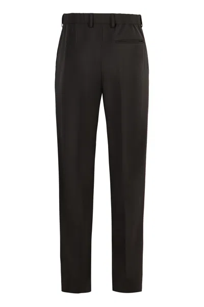 Emporio Armani Wool Blend Tailored Trousers In Black