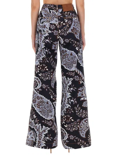 Shop Etro Paisley Print Flare Jeans In Tan