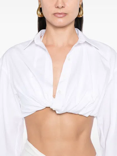 Shop Jacquemus Mini Cropped Classic Collar Shirt In Red