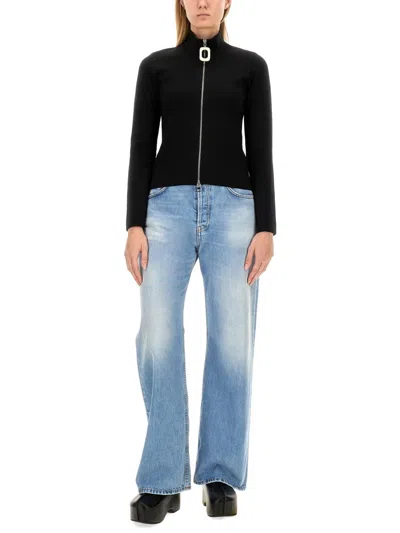 Jw Anderson J. W. Anderson Fitted Cardigan With Zipper In Black