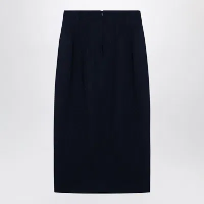 Margaux Lonnberg High Waist Navy Wool-blend Midi Skirt In Navy