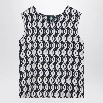 Max Mara Reversible Geometric Pattern Sleeveless Top In Navy