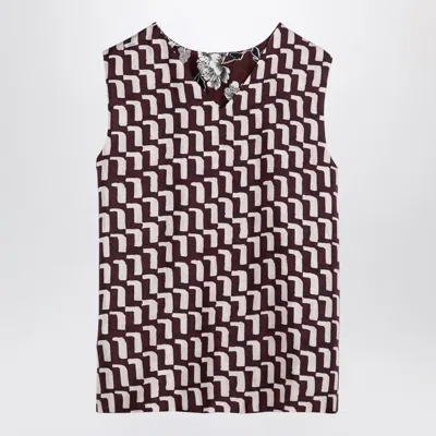 Max Mara Reversible Silk Camisole Top With Pattern Detail In Purple