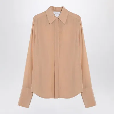 Sportmax Elegant Beige Silk Button-up Shirt In Tan