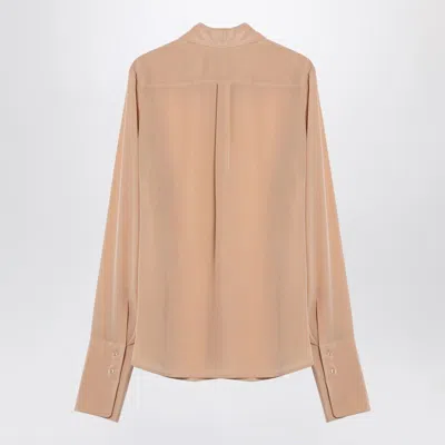 Sportmax Elegant Beige Silk Button-up Shirt In Tan