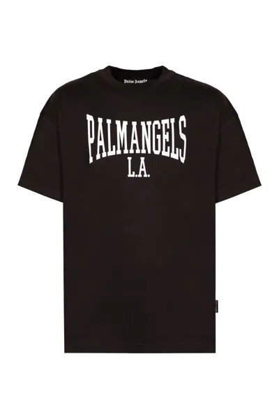 Palm Angels College Print T-shirt In Black