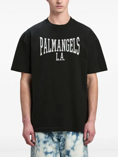 Palm Angels College Print T-shirt In Black