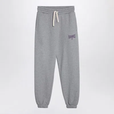 Palm Angels Jogger Grey Cotton Pants In Gray