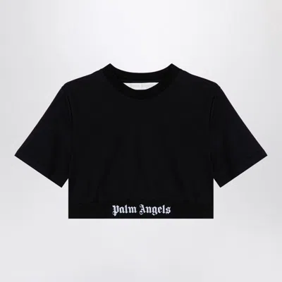 Palm Angels Classic Logo Cropped T-shirt In Black