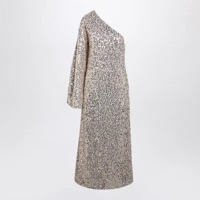 Rotate Birger Christensen Sequined One-shoulder Maxi Dress In Tan