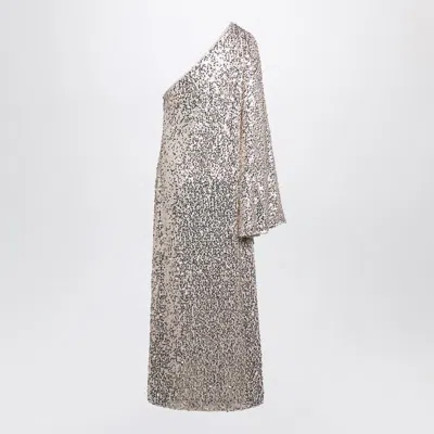 Rotate Birger Christensen Sequined One-shoulder Maxi Dress In Tan