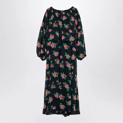 Rotate Birger Christensen Dress With Floral Pattern In Recycled Polyester In Navy
