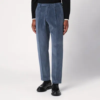 Santaniello Sugar-coloured Corduroy Trousers In Navy
