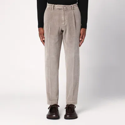 Santaniello Sugar-coloured Corduroy Trousers In Navy
