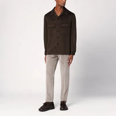 Santaniello Sugar-coloured Corduroy Trousers In Navy