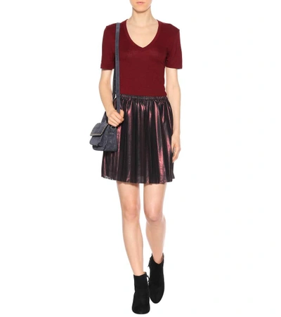 Shop Isabel Marant Étoile Manda Pleated Metallic Skirt In Red