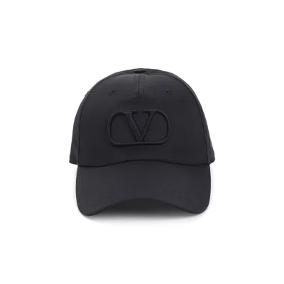 Valentino Signature V-logo Men's Baseball Cap In Navy