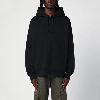 Y-3 Black Cotton And Recycled Polyester Hoodie With White Raglan Stripes In Black