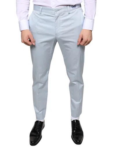 Dolce & Gabbana Light Blue Cotton Dress Pants In Blue