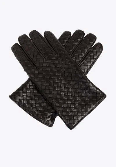 Bottega Veneta Intrecciato Leather Gloves In Fondant