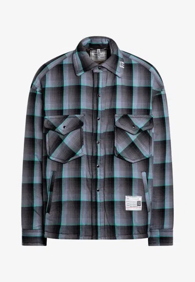 Miharayasuhiro Padded Shirt With Check Pattern And Chest Pockets In Blue