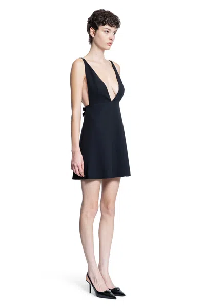 Prada Embroidered Sablé Mini-dress In Black