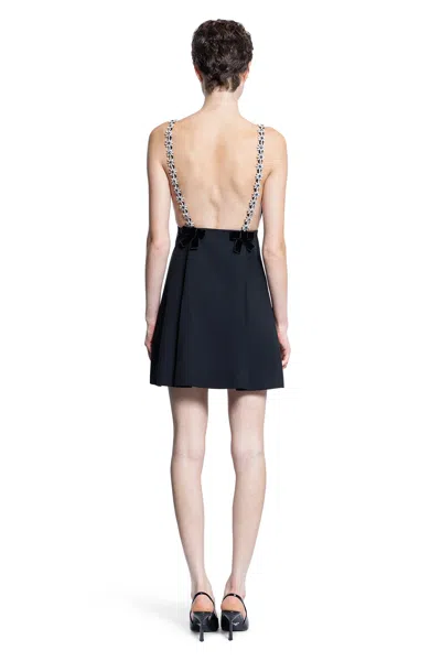 Prada Embroidered Sablé Mini-dress In Black