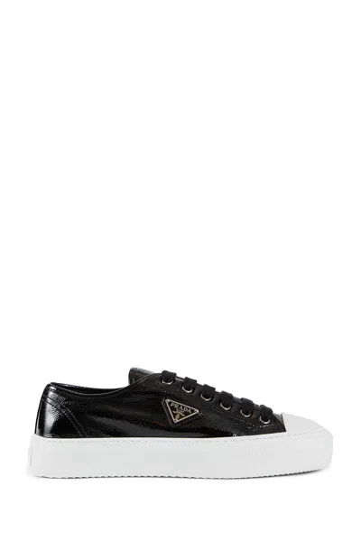 Prada Smash Naplak Leather Triangle Logo Low-top Sneakers In Black