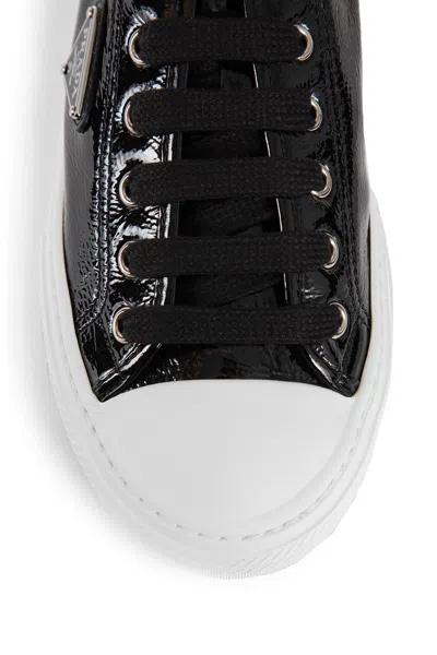 Prada Smash Naplak Leather Triangle Logo Low-top Sneakers In Black