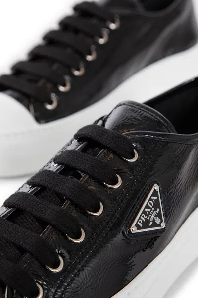 Prada Smash Naplak Leather Triangle Logo Low-top Sneakers In Black