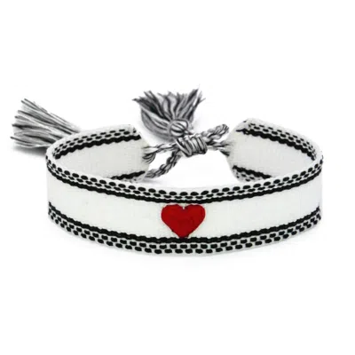 Color Shout Women's I Love Texas Tech: Heart Spirit Band Tassel Bracelet In White In White