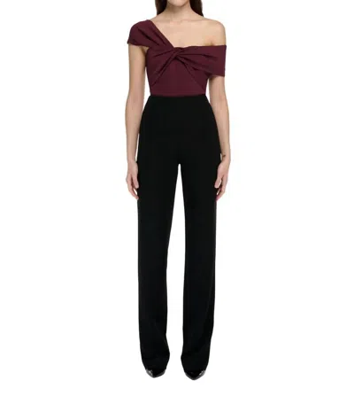 Roland Mouret Assymetric Stretch Cady Top In Maroon In Multi