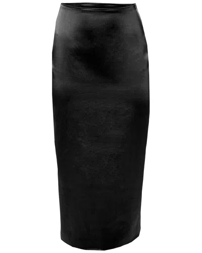 Carolina Herrera Satin Pencil Midi Skirt In Black