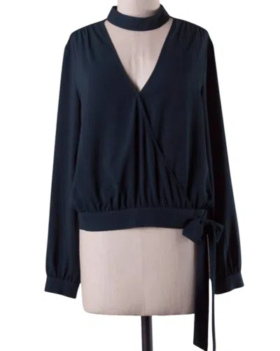 Naked Zebra Wrap Top With Choker In Teal In Blue