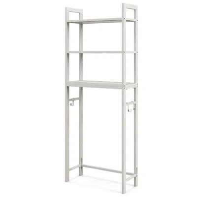 Hivvago Over-the-toilet Storage Shelf Space Saving Metal Bathroom Organizer Hooks-white