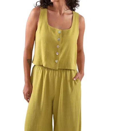 Nlt Square Neck Linen Vest In Kiwi In Multi
