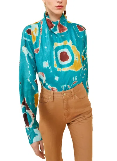 Shop Ulla Johnson Albia Blouse In Ocean In Blue