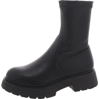 Steve Madden South Womens Faux Leather Round Toe Mid-calf Boots In Black