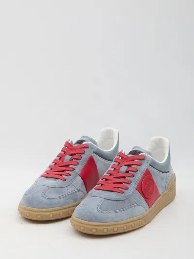 Valentino Garavani Men Upvillage Low Top Sneaker In Split Leather And Calfskin Nappa Leather In Grey