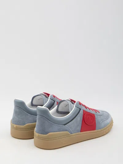 Valentino Garavani Men Upvillage Low Top Sneaker In Split Leather And Calfskin Nappa Leather In Grey